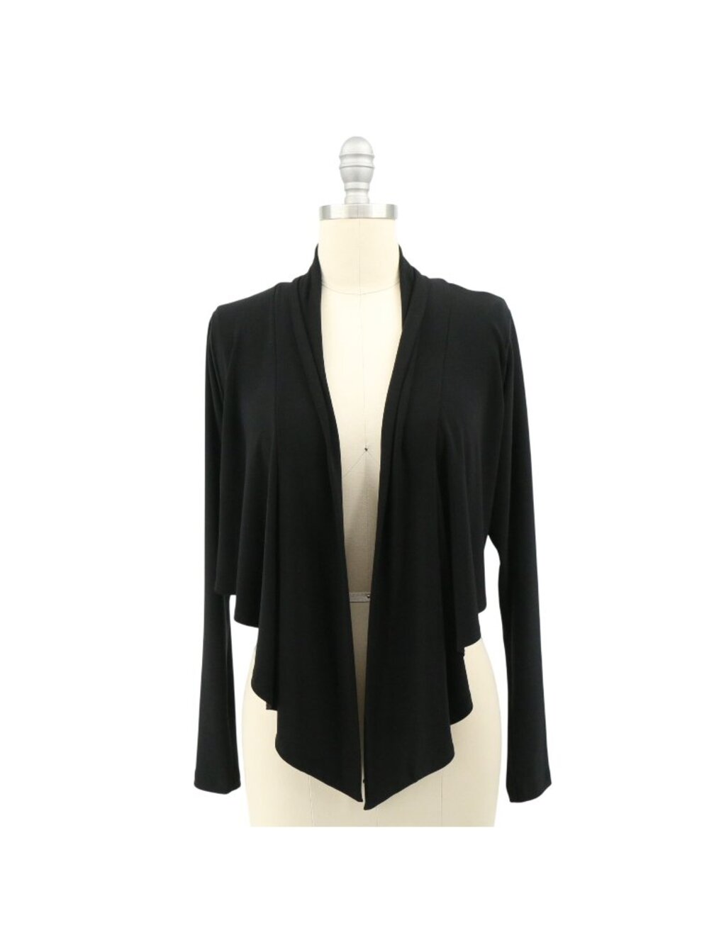 Sympli Black Long Sleeve Draped Open Front Knit Cardigan Top 6